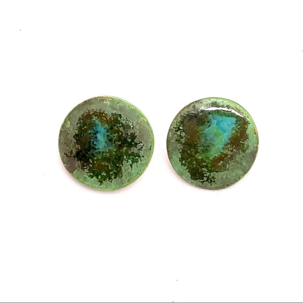 Ceramic green round earrings